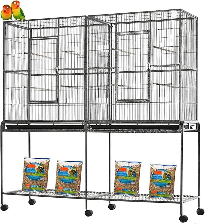 DecorBites™ Spacious Double Bird Cage with Breeding Dividers