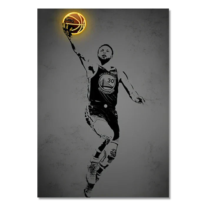 DecorBites™ Sports Stars Neon Wall Art Print