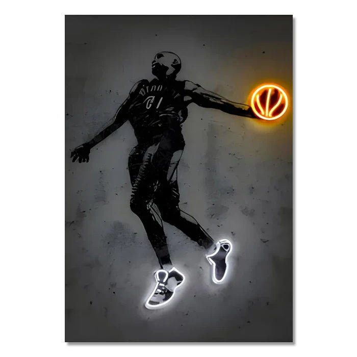 DecorBites™ "Sports Stars Neon Wall Art Print"