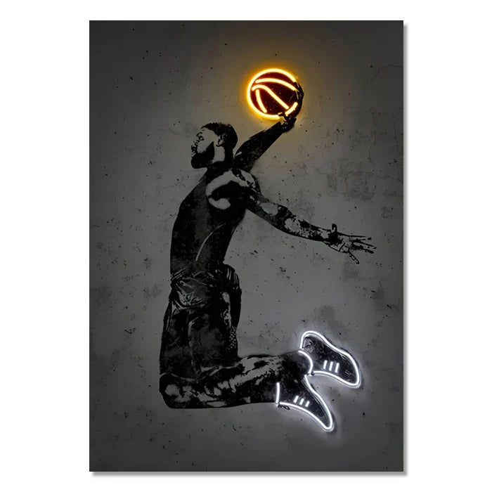 DecorBites™ Sports Stars Neon Wall Art Print