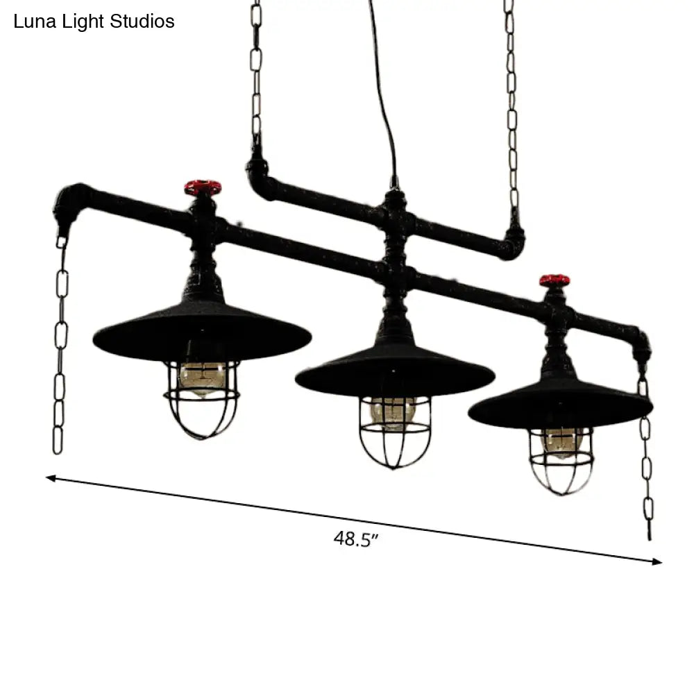 DecorBites™ Steampunk Black Iron Hanging Light Fixture with Cage and Chain Deco