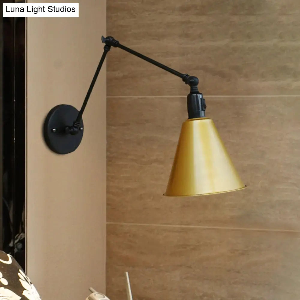 DecorBites™ Stylish Antique Wrought Iron Wall Sconce with Cone Table Design and 1 Head in Black or White