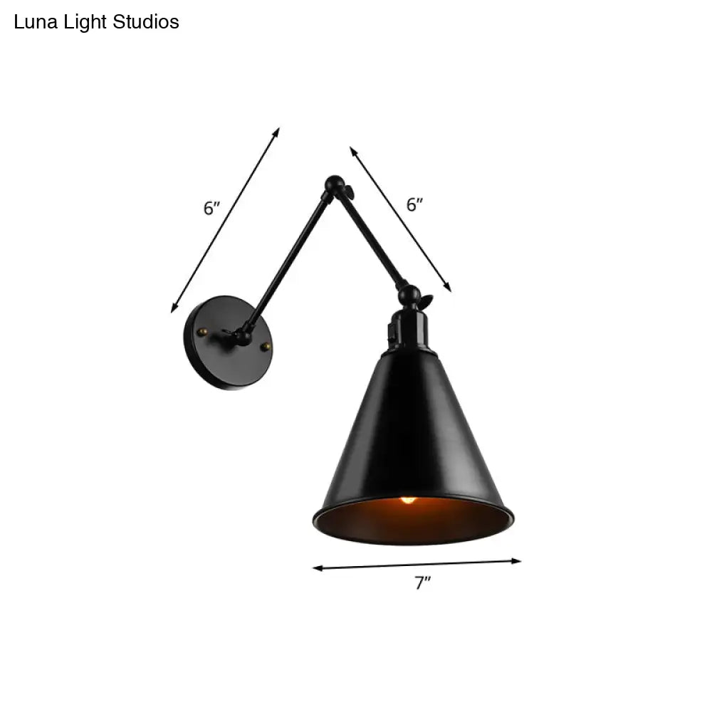 DecorBites™ Stylish Antique Wrought Iron Wall Sconce with Cone Table Design and 1 Head in Black or White