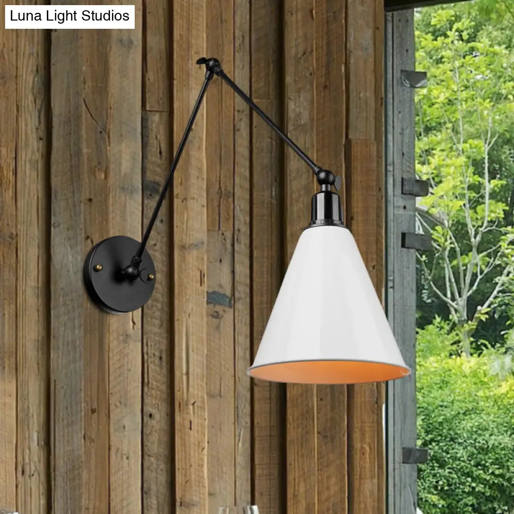DecorBites™ Stylish Antique Wrought Iron Wall Sconce with Cone Table Design and 1 Head in Black or White
