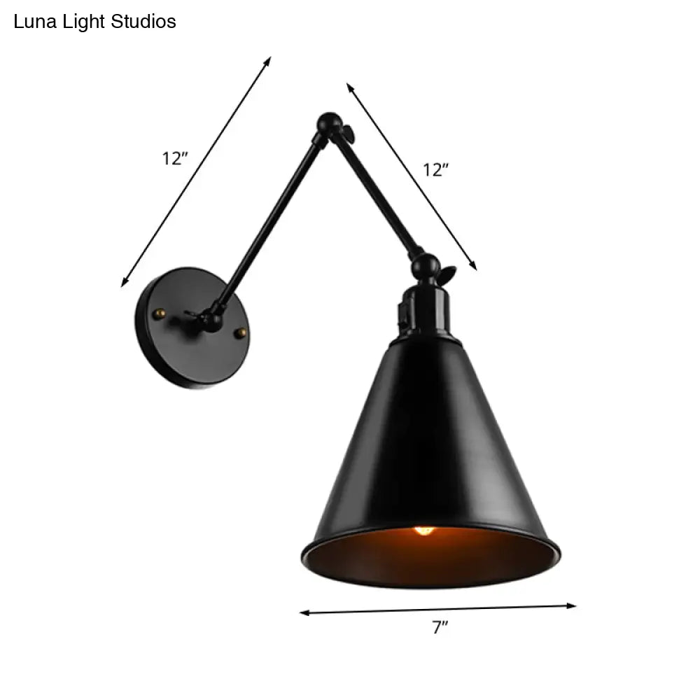 DecorBites™ Stylish Antique Wrought Iron Wall Sconce with Cone Table Design and 1 Head in Black or White