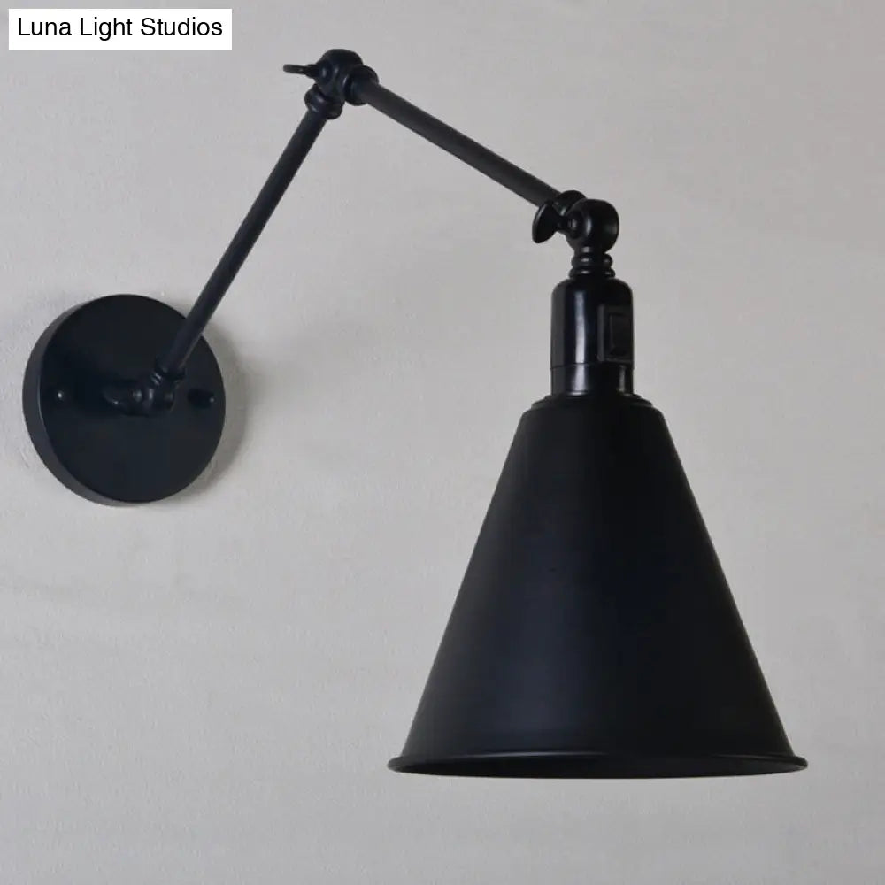 DecorBites™ Stylish Antique Wrought Iron Wall Sconce with Cone Table Design and 1 Head in Black or White
