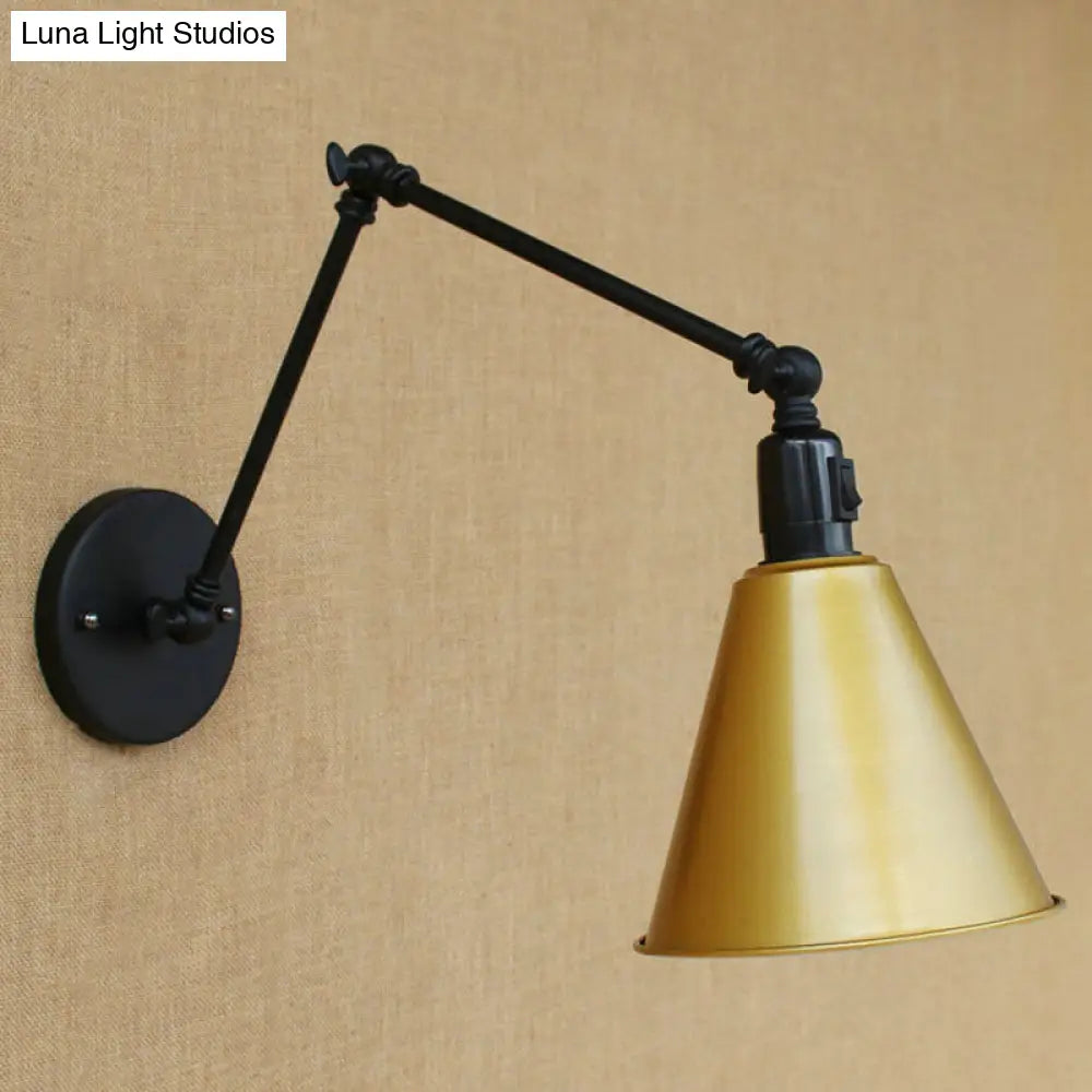 DecorBites™ Stylish Antique Wrought Iron Wall Sconce with Cone Table Design and 1 Head in Black or White