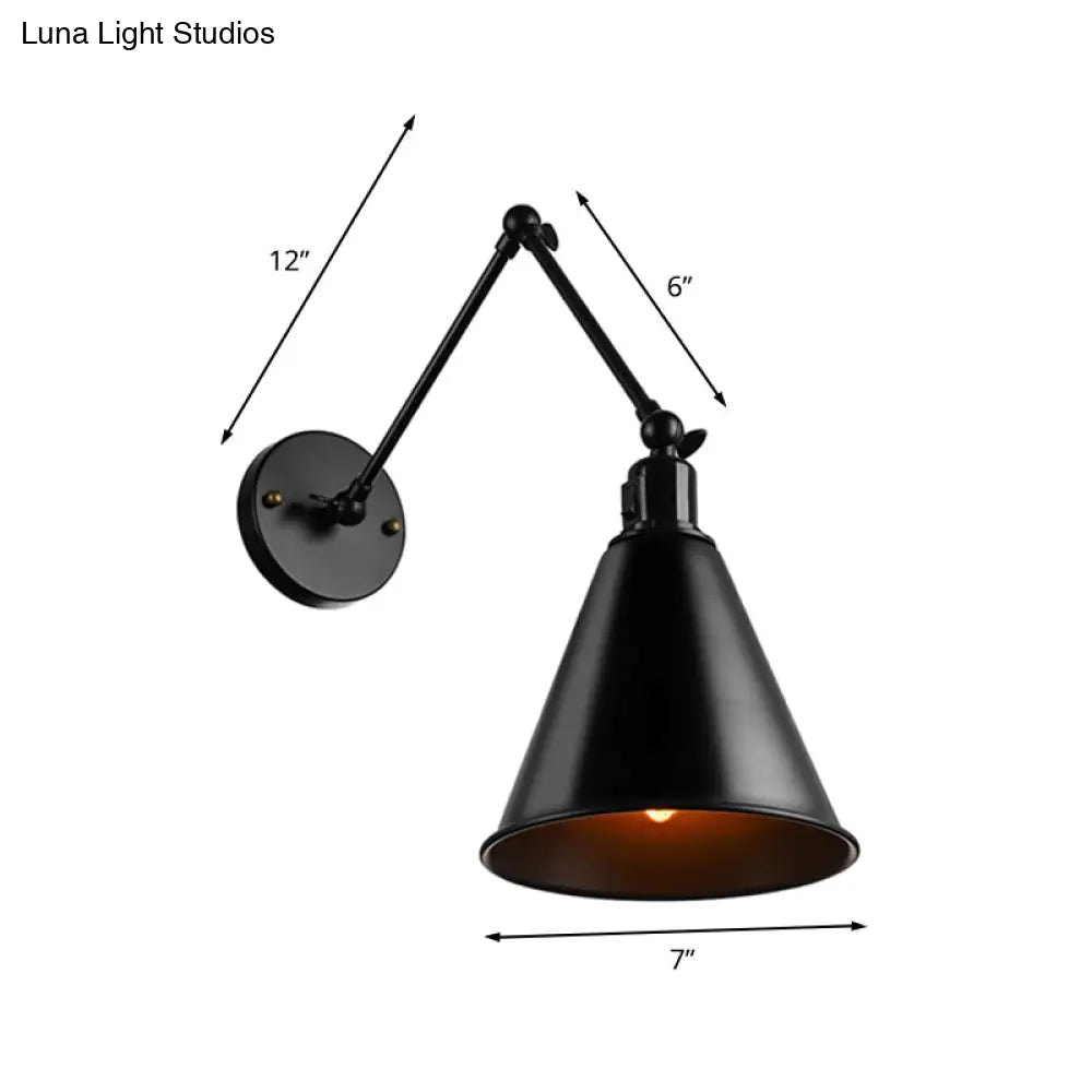 DecorBites™ Stylish Antique Wrought Iron Wall Sconce with Cone Table Design and 1 Head in Black or White