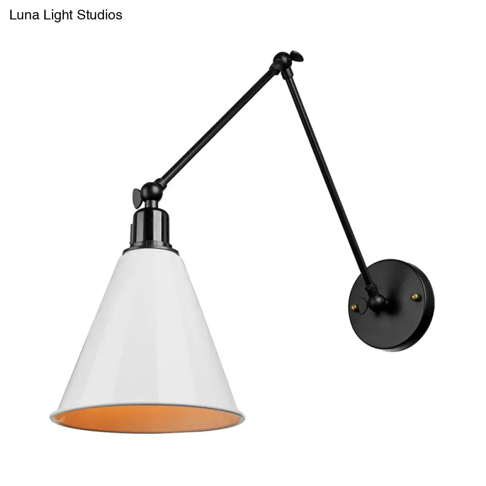 DecorBites™ Stylish Antique Wrought Iron Wall Sconce with Cone Table Design and 1 Head in Black or White