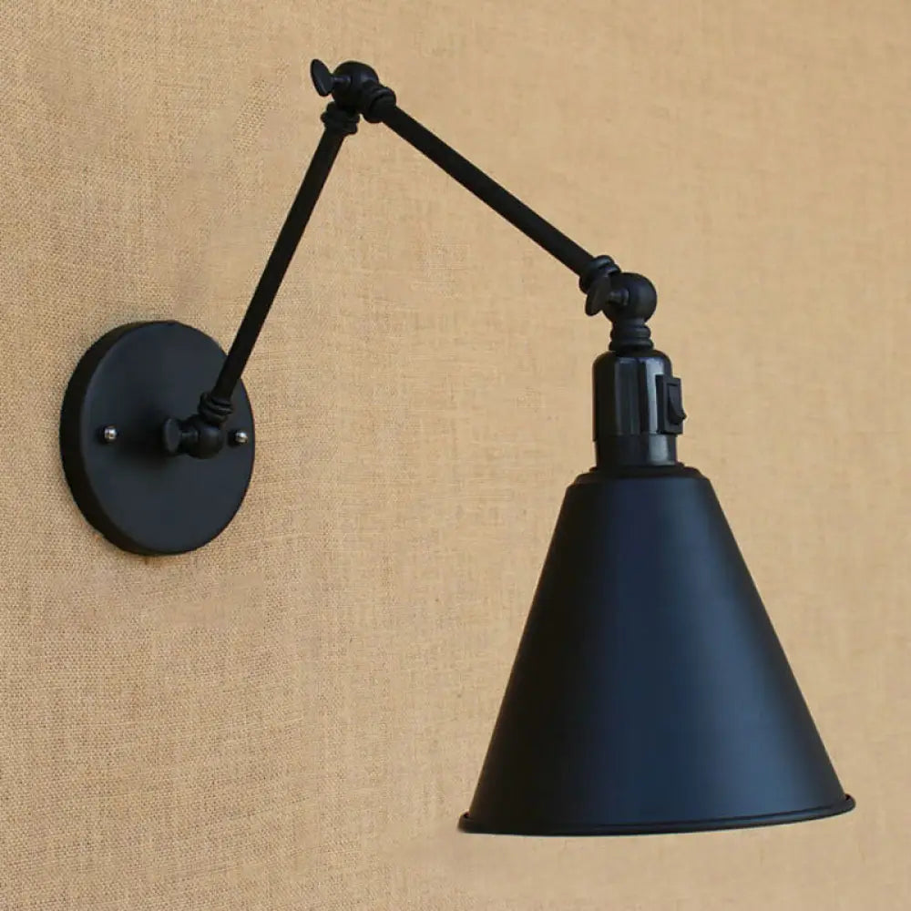 DecorBites™ Stylish Antique Wrought Iron Wall Sconce with Cone Table Design and 1 Head in Black or White