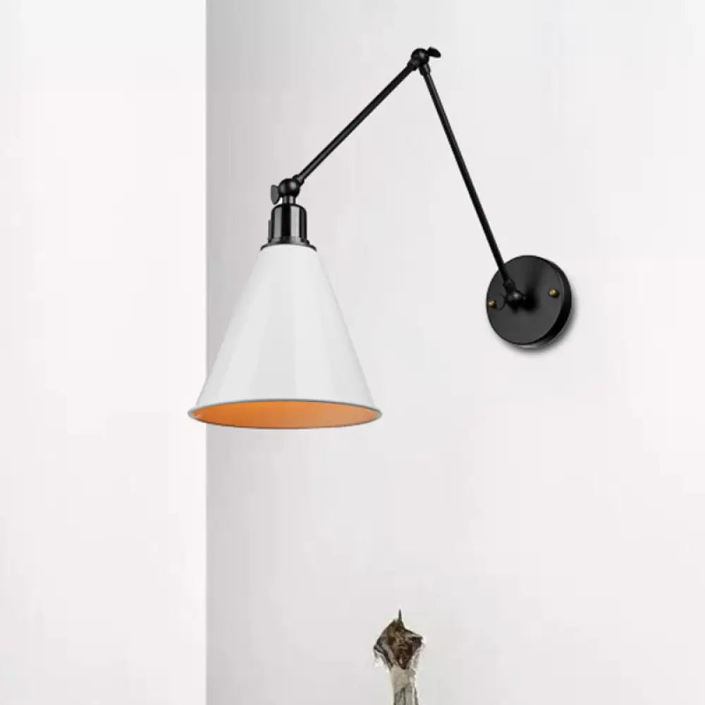 DecorBites™ Stylish Antique Wrought Iron Wall Sconce with Cone Table Design and 1 Head in Black or White