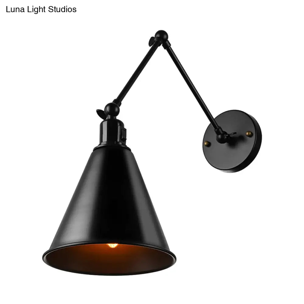 DecorBites™ Stylish Antique Wrought Iron Wall Sconce with Cone Table Design and 1 Head in Black or White
