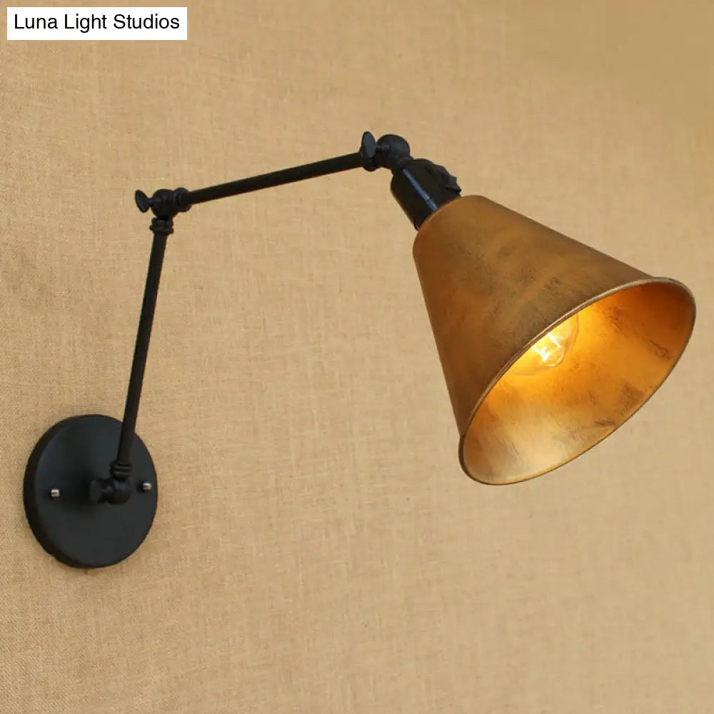DecorBites™ Stylish Antique Wrought Iron Wall Sconce with Cone Table Design and 1 Head in Black or White