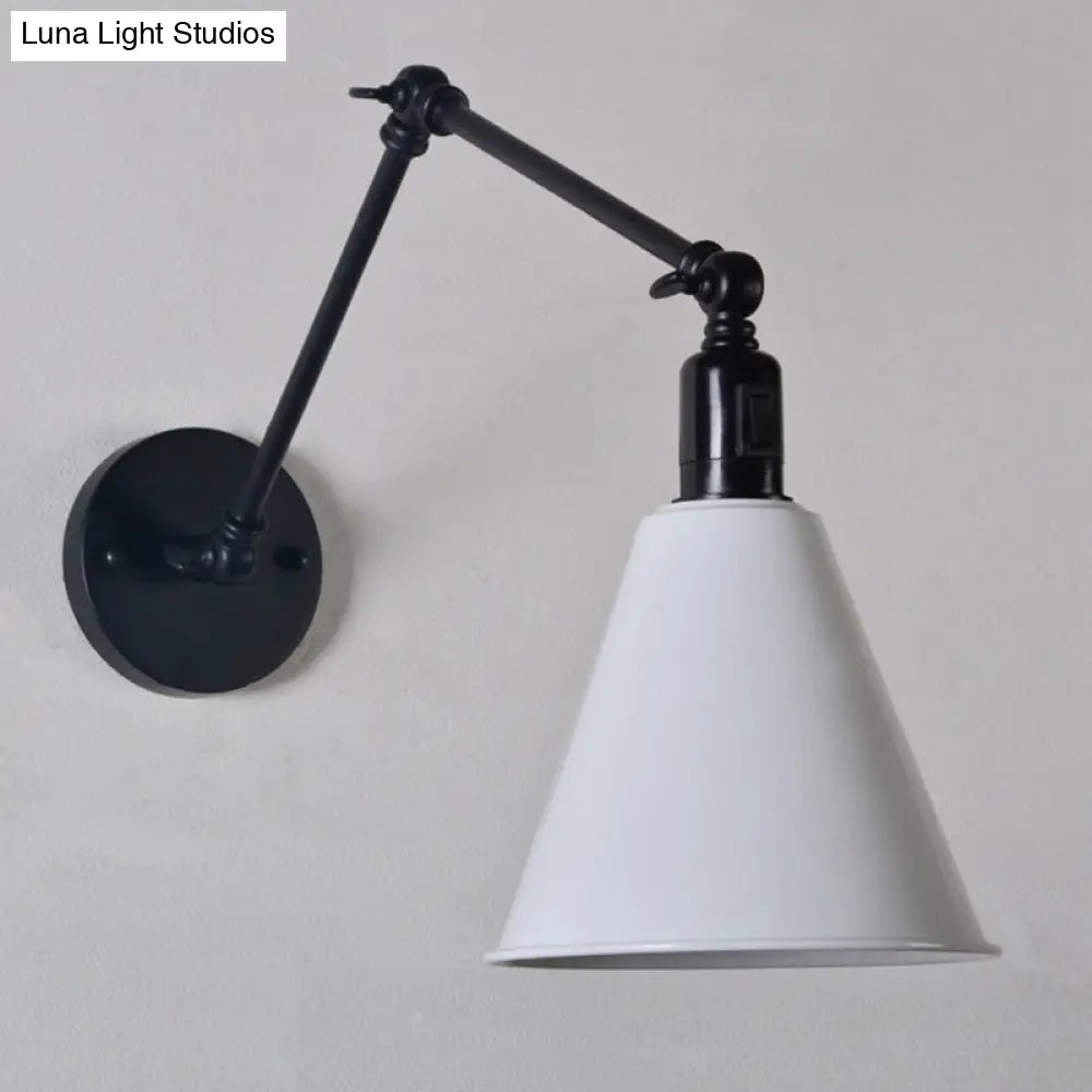 DecorBites™ Stylish Antique Wrought Iron Wall Sconce with Cone Table Design and 1 Head in Black or White
