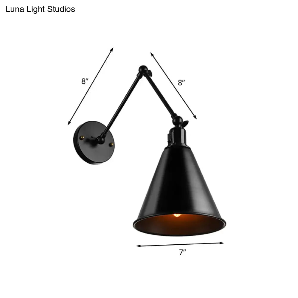 DecorBites™ Stylish Antique Wrought Iron Wall Sconce with Cone Table Design and 1 Head in Black or White