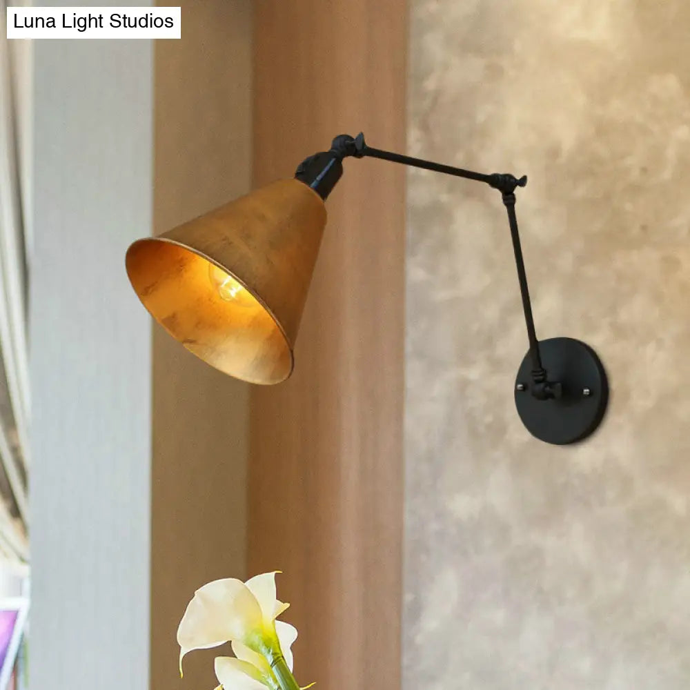 DecorBites™ Stylish Antique Wrought Iron Wall Sconce with Cone Table Design and 1 Head in Black or White