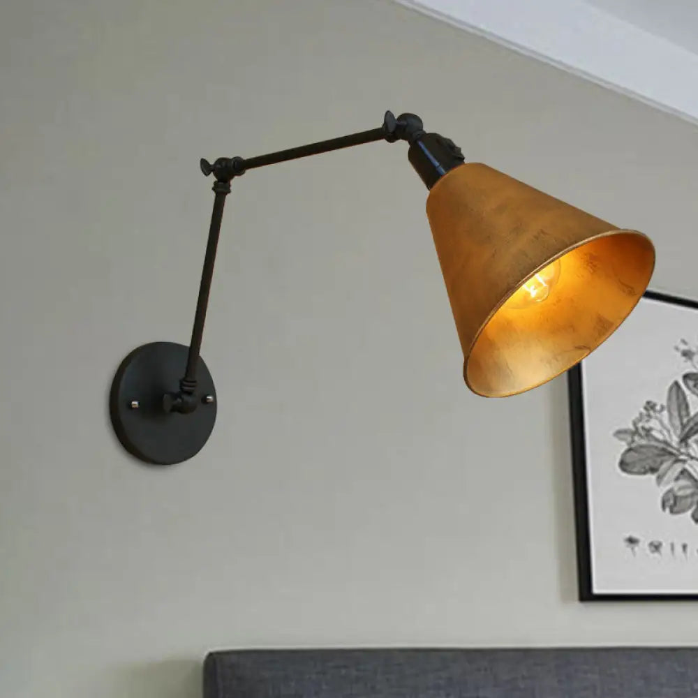 DecorBites™ Stylish Antique Wrought Iron Wall Sconce with Cone Table Design and 1 Head in Black or White