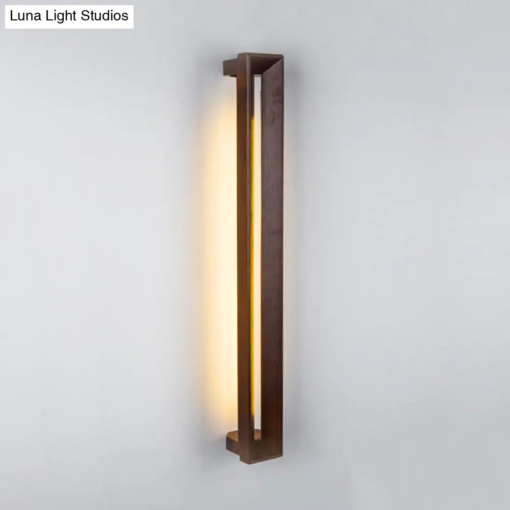 DecorBites™ Stylish Asian Wooden LED Wall Sconce in Dark Brown - Ideal for Study Room & Bathroom Lighting