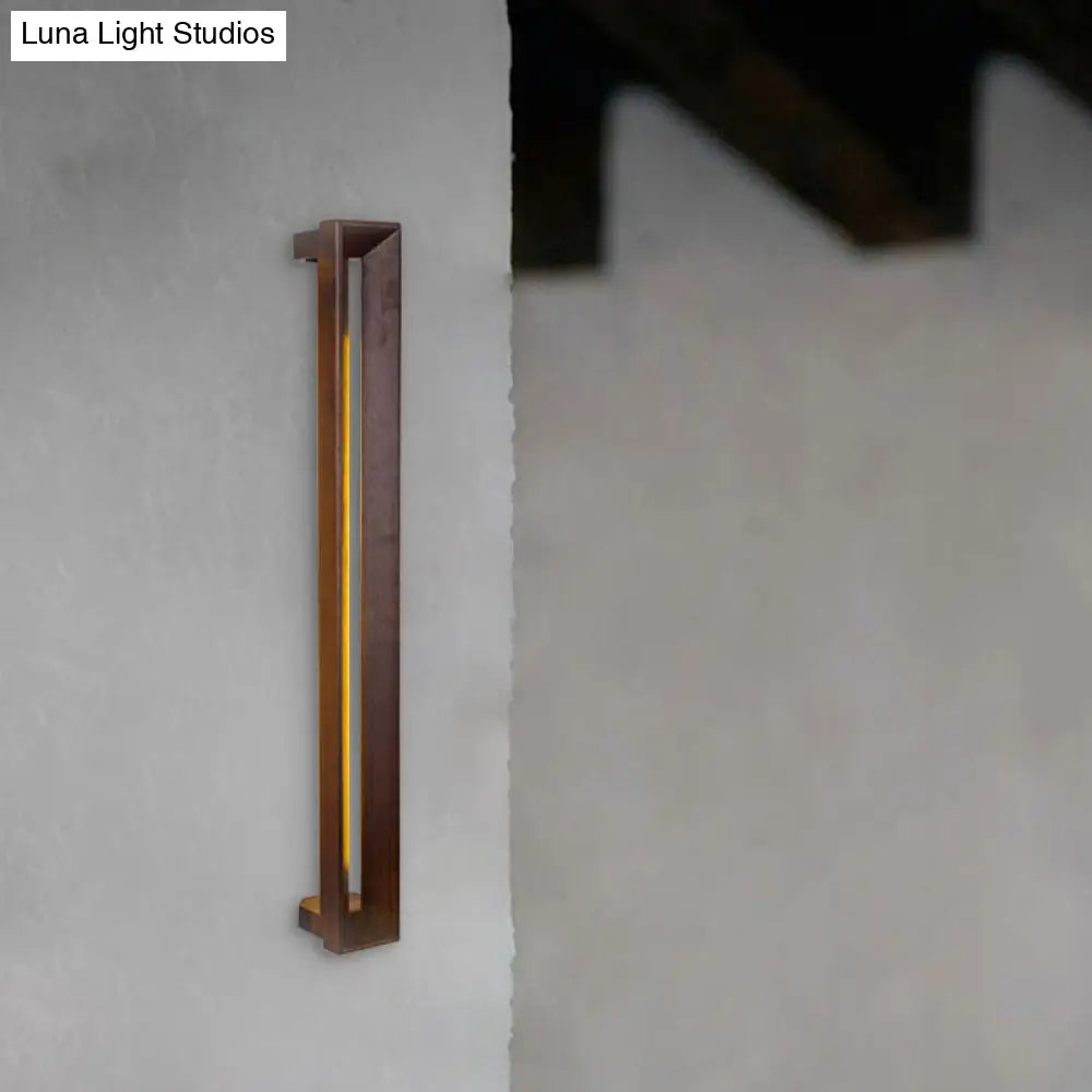 DecorBites™ Stylish Asian Wooden LED Wall Sconce in Dark Brown - Ideal for Study Room & Bathroom Lighting