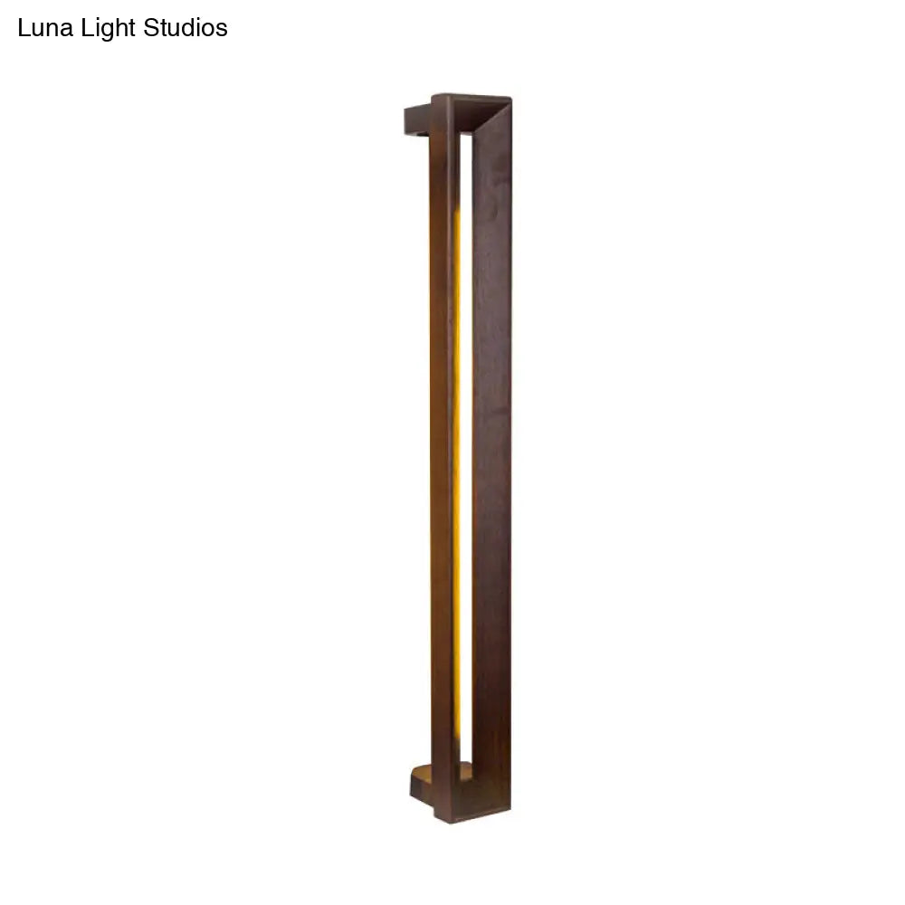 DecorBites™ Stylish Asian Wooden LED Wall Sconce in Dark Brown - Ideal for Study Room & Bathroom Lighting