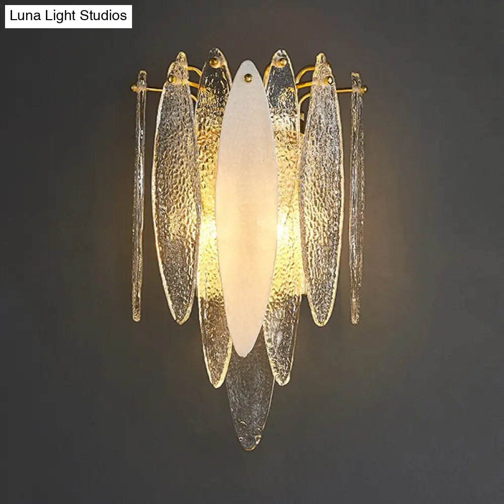 DecorBites™ Stylish Blue/Clear Seedy Glass 2-Light Oval Flake Wall Sconce Lamp