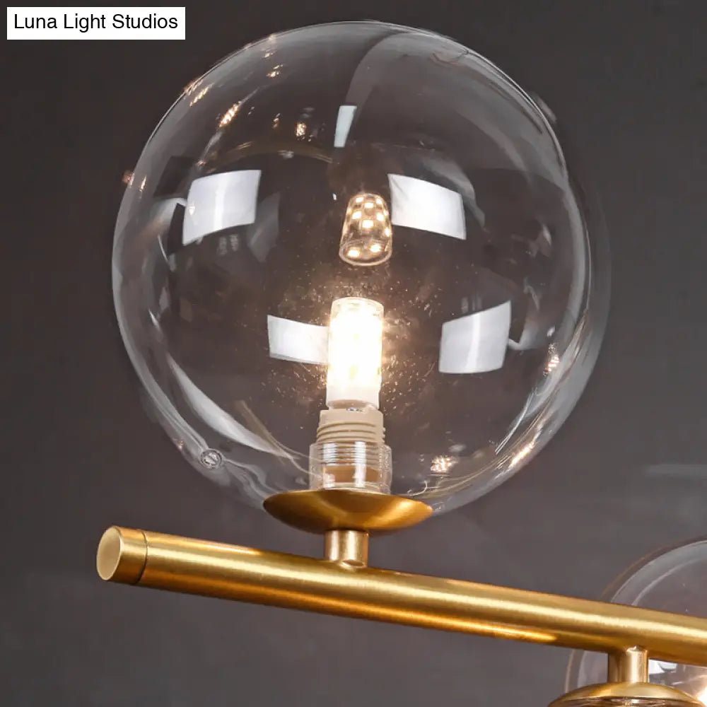 DecorBites™ Stylish Brass Finish Postmodern Suspension Lamp with Glass Shade - Creative Island Light featuring Ball and Lotus Leaf Design