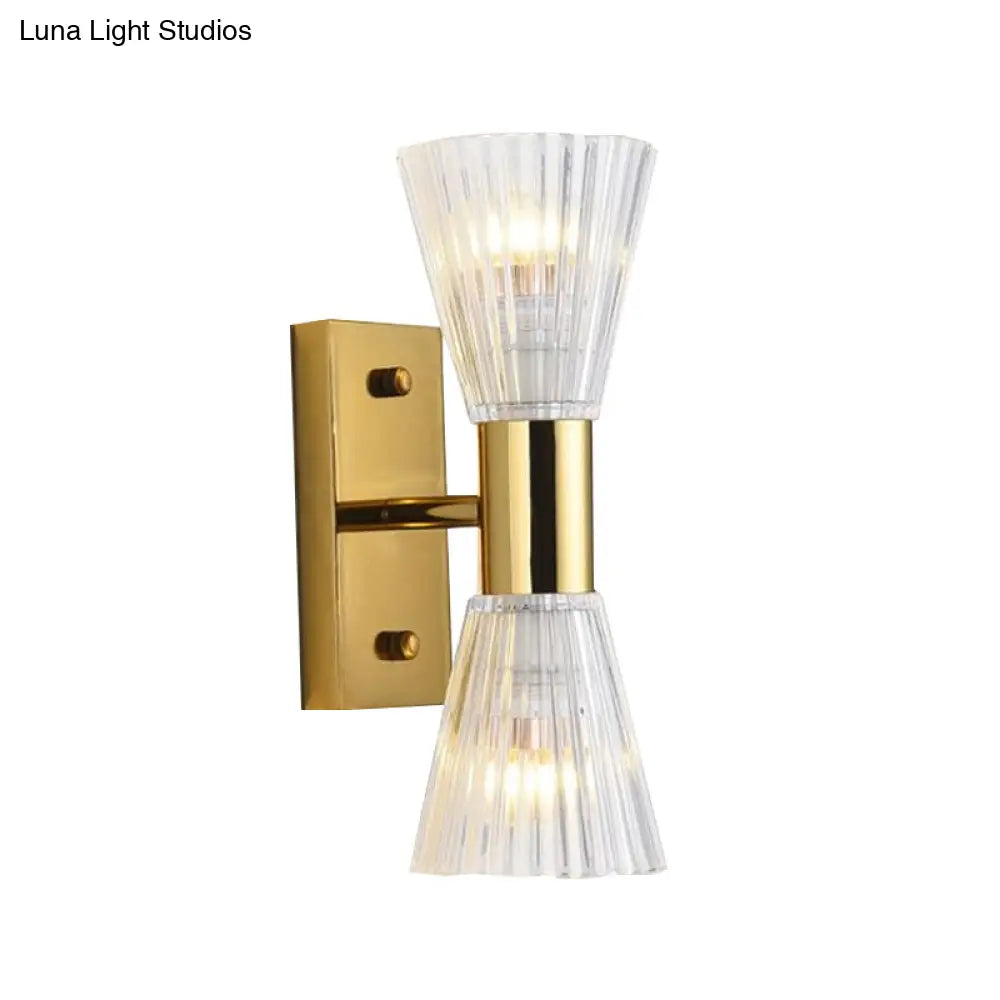 DecorBites™ Stylish Crystal Hourglass Wall Light Fixture - 2-Light Gold Up and Down Wall Sconce