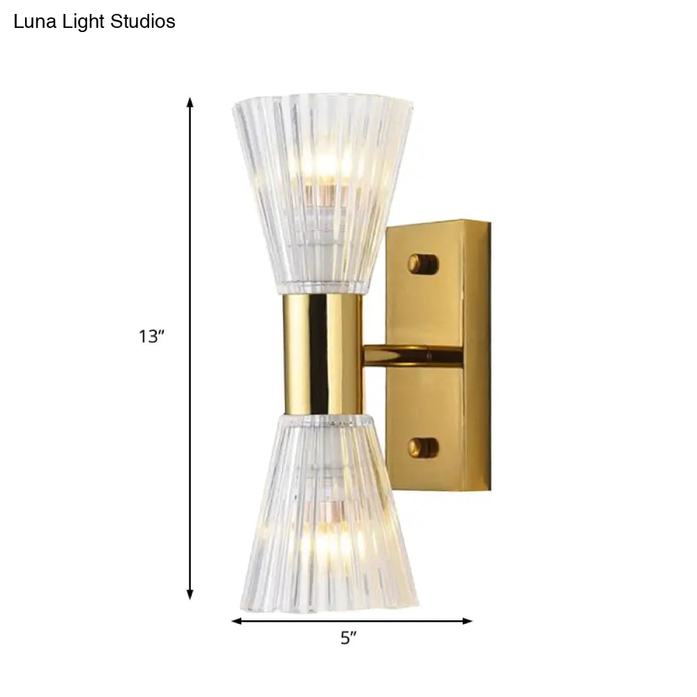 DecorBites™ Stylish Crystal Hourglass Wall Light Fixture - 2-Light Gold Up and Down Wall Sconce