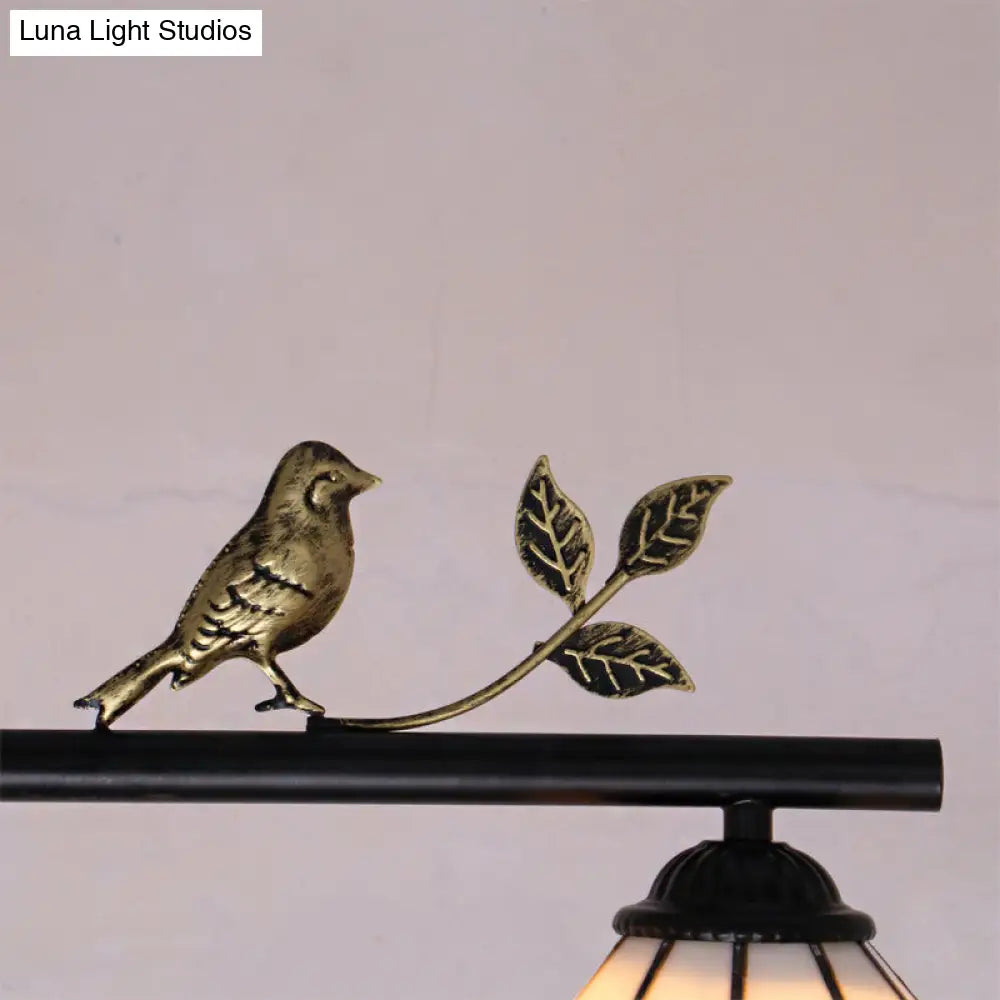 DecorBites™ Stylish Tiffany Pendant Light Fixture - Stainless Glass Blue Island Lighting with Grid Dome Shade, 3 Heads - Curved/Bird Design