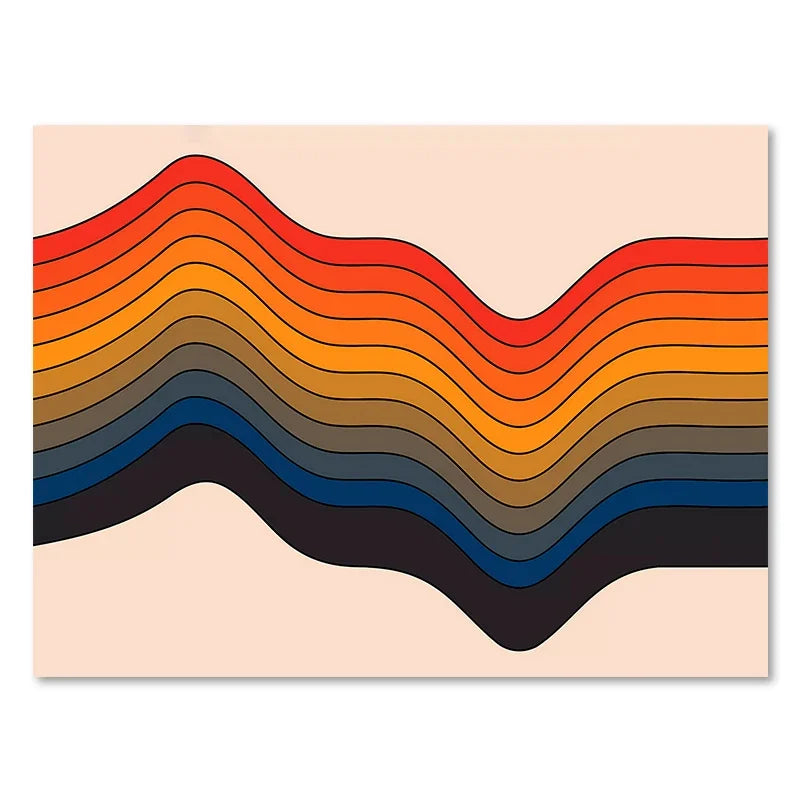 DecorBites™ Sunset Retro Stripes Art Prints Set