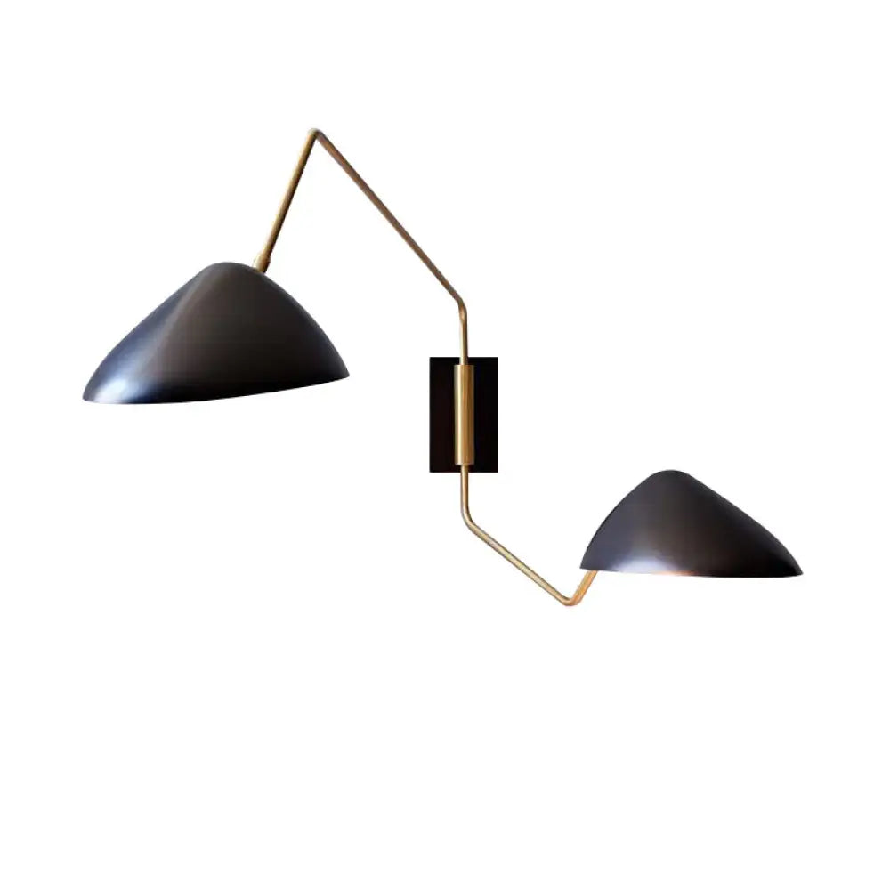 DecorBites™ Swing Arm Black Wall Sconce: Metal Duckbill Reading Wall Light with 2-Bulb Design