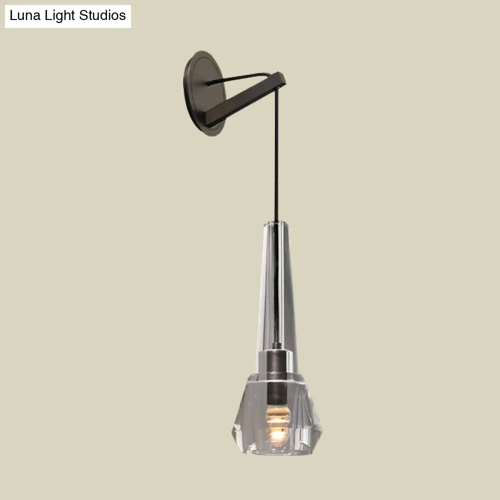 DecorBites™ Tapered Crystal Wall Mount Light: Modern Bronze 1-Head Sconce with Dangling Cord