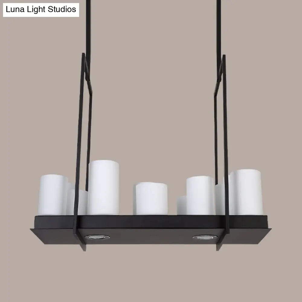 DecorBites™ Traditional Barrel Frosted Glass Hanging Lamp - Black Island Pendant Light for Dining Room - 8/12/16 Lights