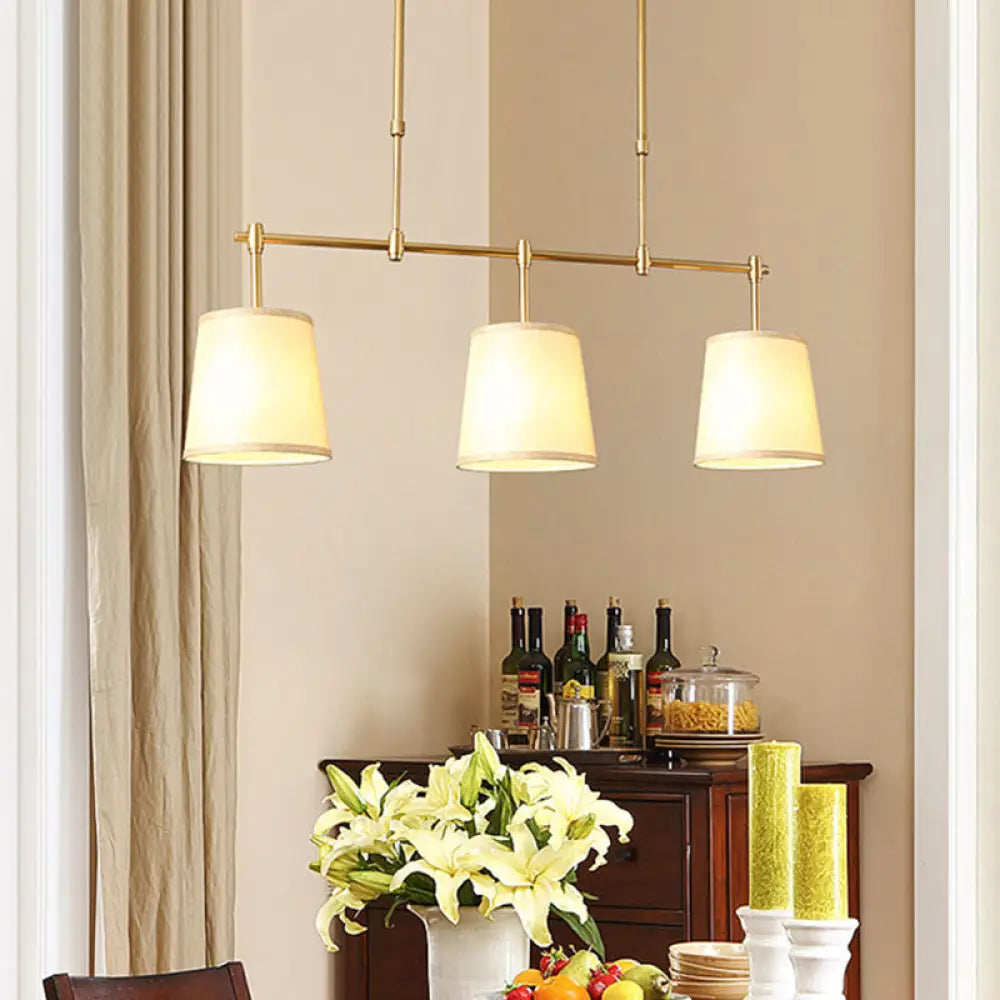 DecorBites™ Traditional Black/Gold Fabric Pendant Lighting - 3 Lights Barrel Island Light for Dining Room