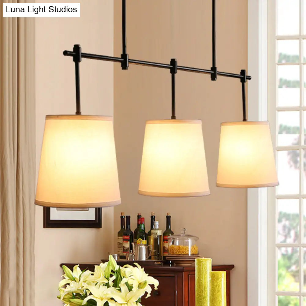 DecorBites™ Traditional Black/Gold Fabric Pendant Lighting - 3 Lights Barrel Island Light for Dining Room