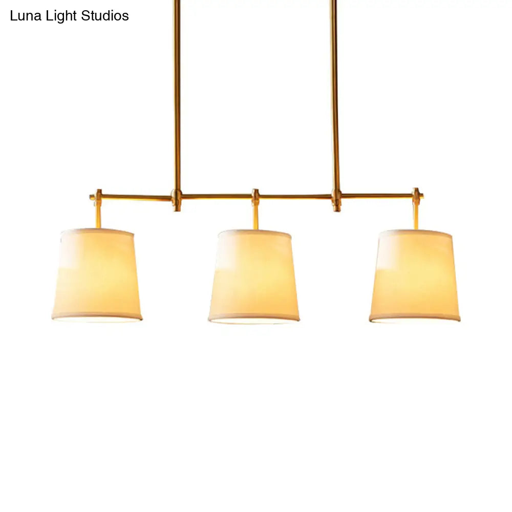 DecorBites™ Traditional Black/Gold Fabric Pendant Lighting - 3 Lights Barrel Island Light for Dining Room