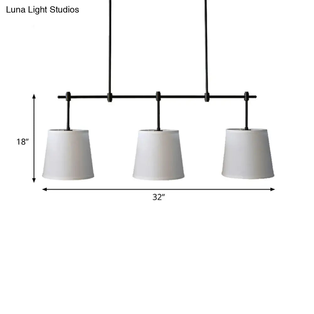 DecorBites™ Traditional Black/Gold Fabric Pendant Lighting - 3 Lights Barrel Island Light for Dining Room