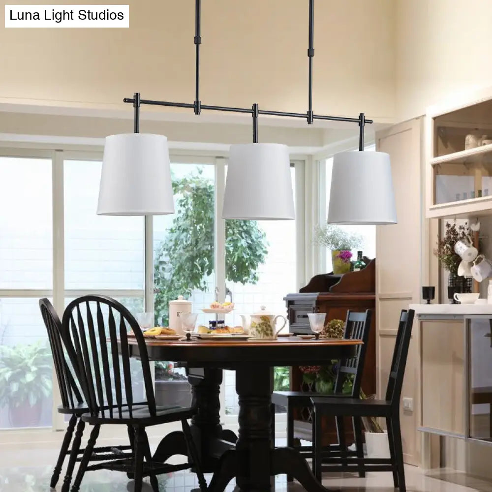 DecorBites™ Traditional Black/Gold Fabric Pendant Lighting - 3 Lights Barrel Island Light for Dining Room