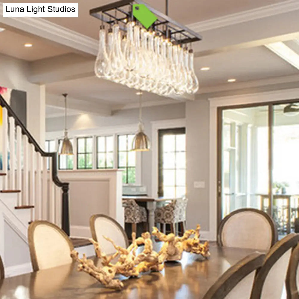 DecorBites™ Traditional Black Island Pendant Light with 3 Clear Glass Rectangles: Warm/White Light
