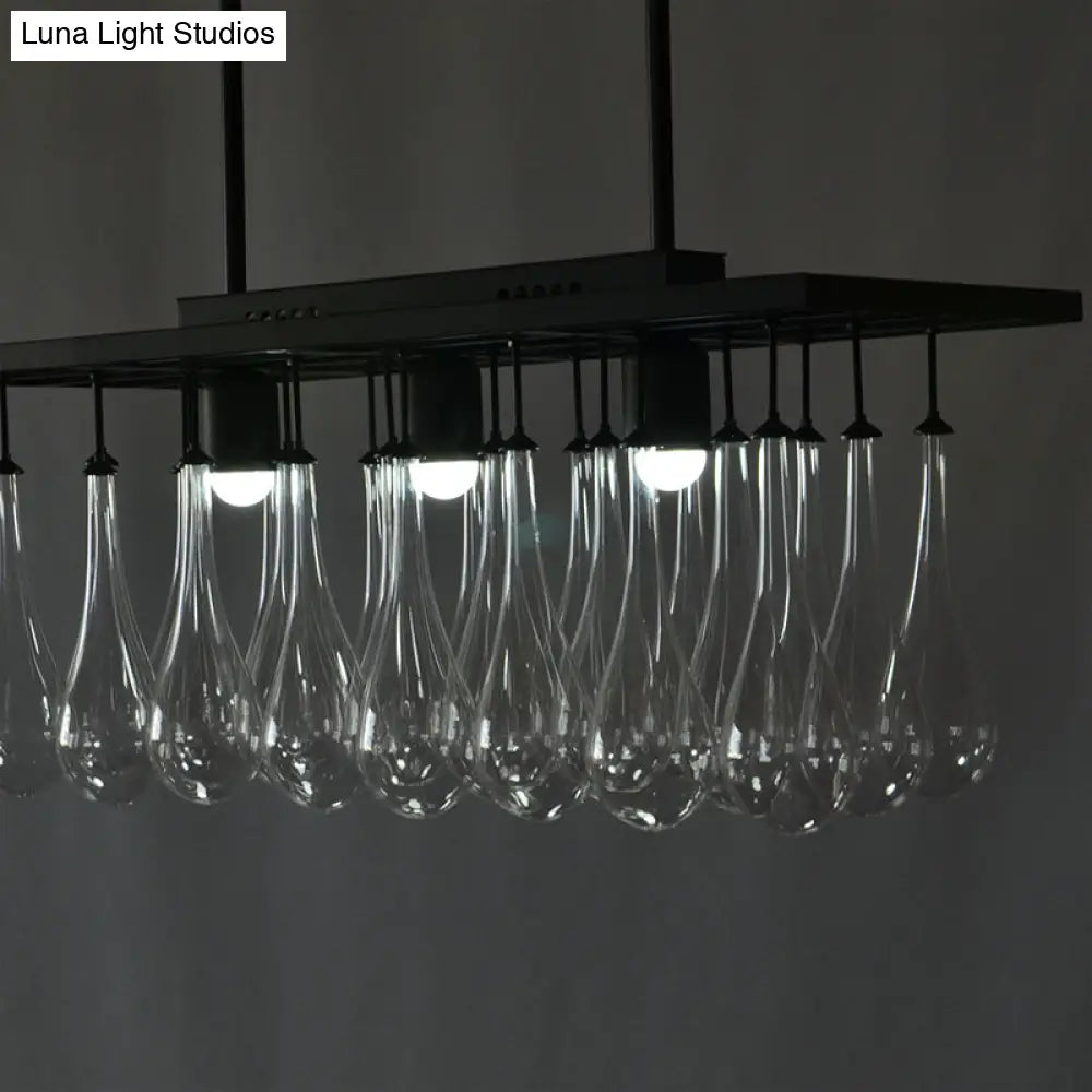 DecorBites™ Traditional Black Island Pendant Light with 3 Clear Glass Rectangles: Warm/White Light