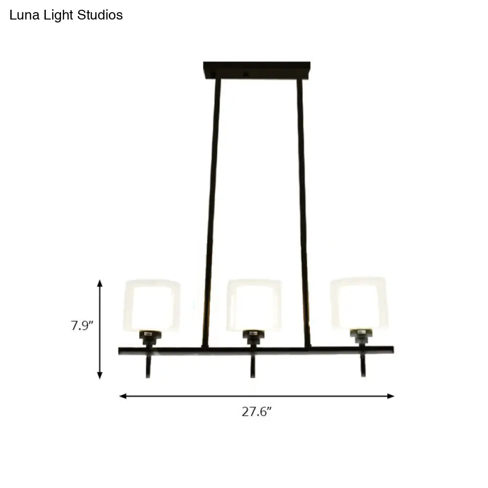 DecorBites™ Traditional Cylinder Island Dining Room Lamp with White Glass Shades - 3/4 Hanging Lights