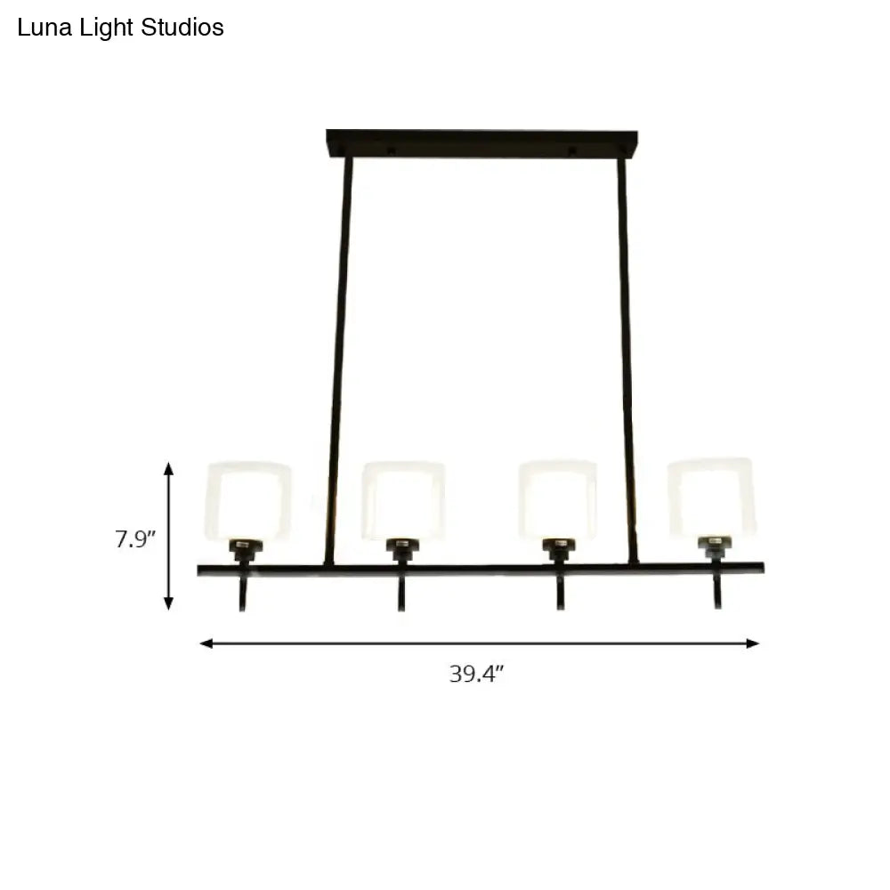 DecorBites™ Traditional Cylinder Island Dining Room Lamp with White Glass Shades - 3/4 Hanging Lights