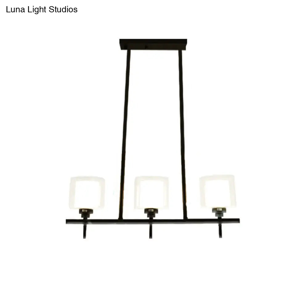 DecorBites™ Traditional Cylinder Island Dining Room Lamp with White Glass Shades - 3/4 Hanging Lights
