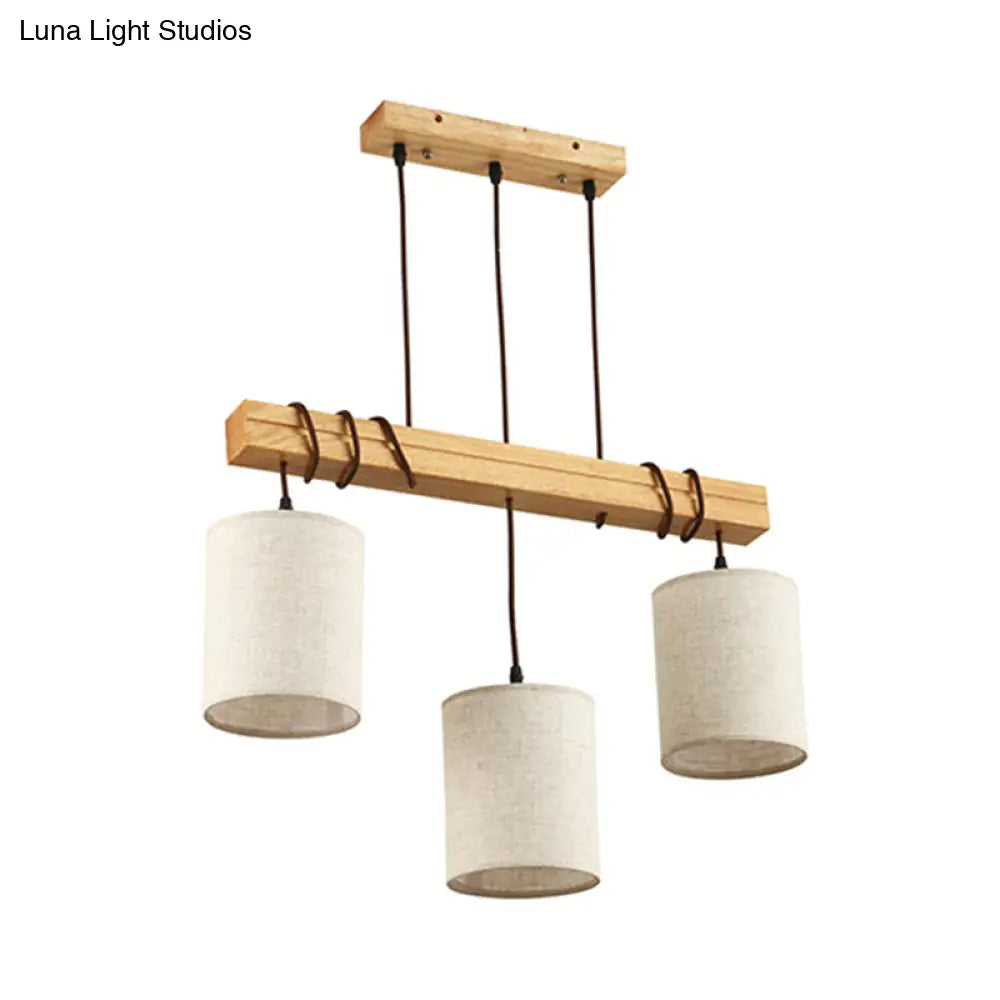 DecorBites™ Traditional Fabric Wood Pendant Barrel Lights - Ideal for Dining Room Hanging Kit