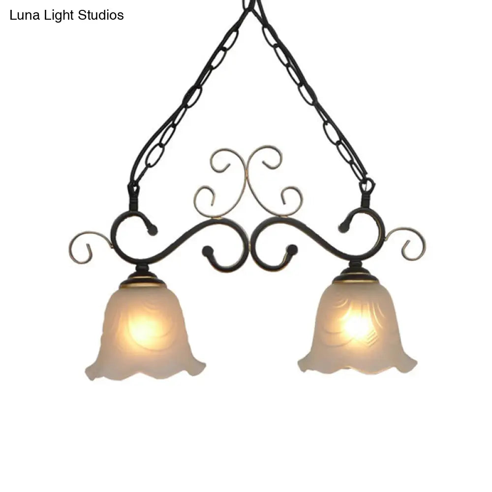 DecorBites™ Traditional Flared Frosted Glass Pendant Light Fixture - 2/3 Lights - Black