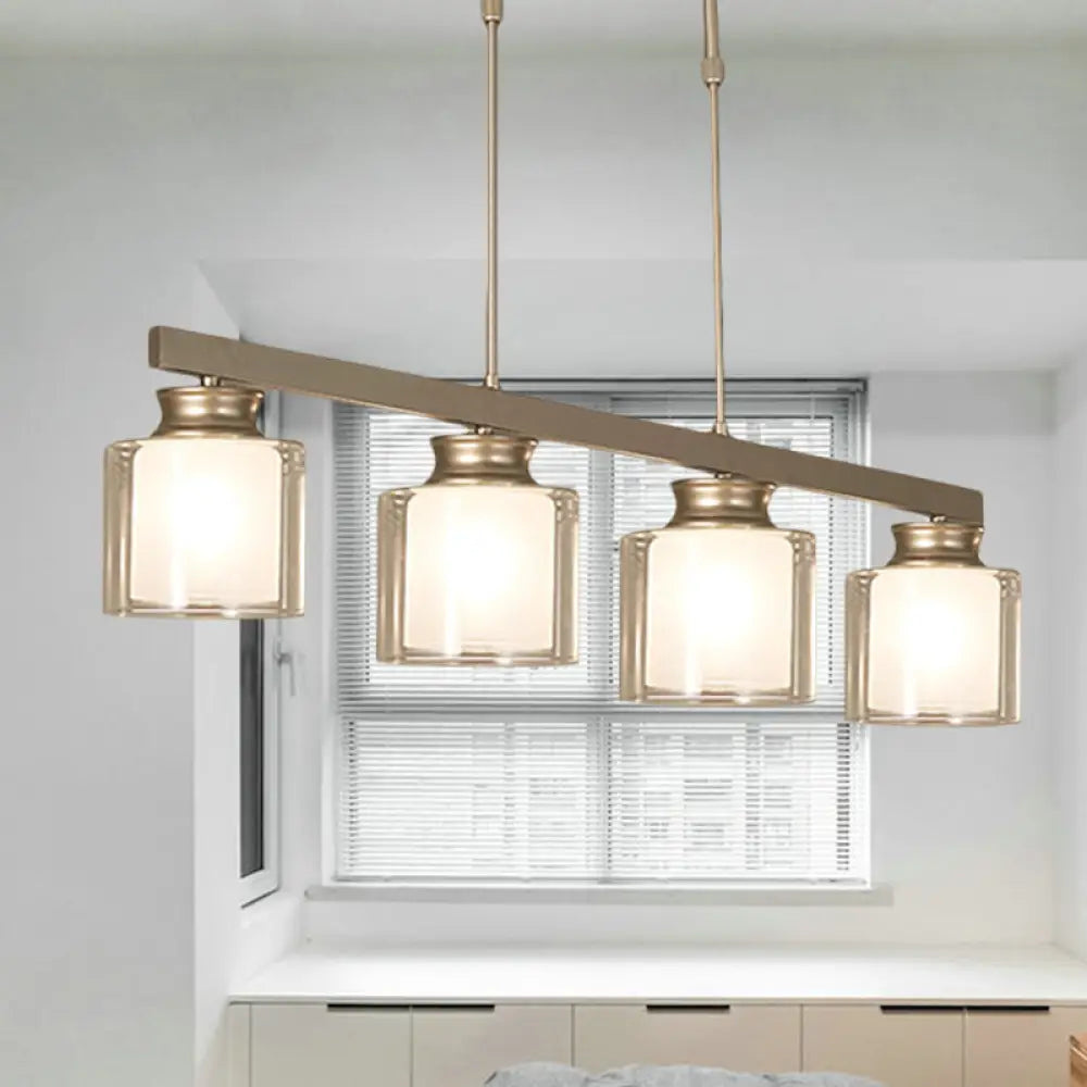 DecorBites™ Traditional Gold Island Hanging Lamp with Clear Glass Shade, Ideal for Dining Rooms - 3/4 Lights