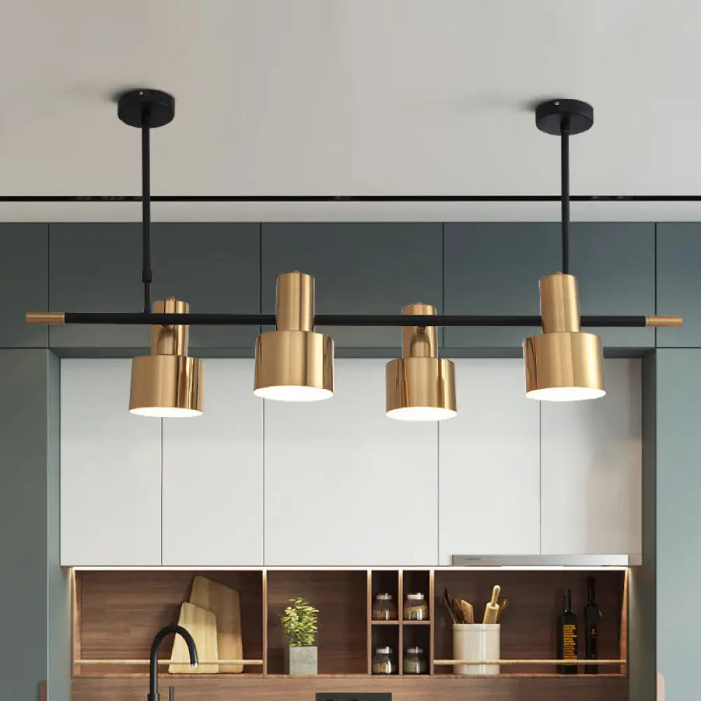 DecorBites™ Traditional Gold Pendant Light with Drum Shade - 4/5 Lights for Dining Room Island