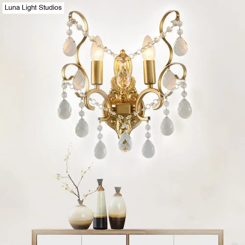 DecorBites™ Traditional Metal Candle Wall Lamp with Crystal Swag Accent - 1/2-Light Living Room Wall Mount Fixture