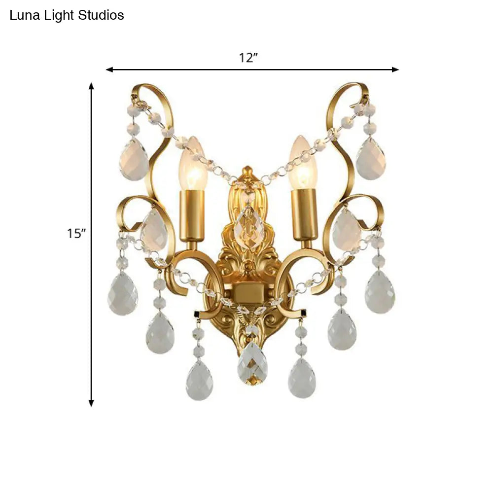DecorBites™ Traditional Metal Candle Wall Lamp with Crystal Swag Accent - 1/2-Light Living Room Wall Mount Fixture