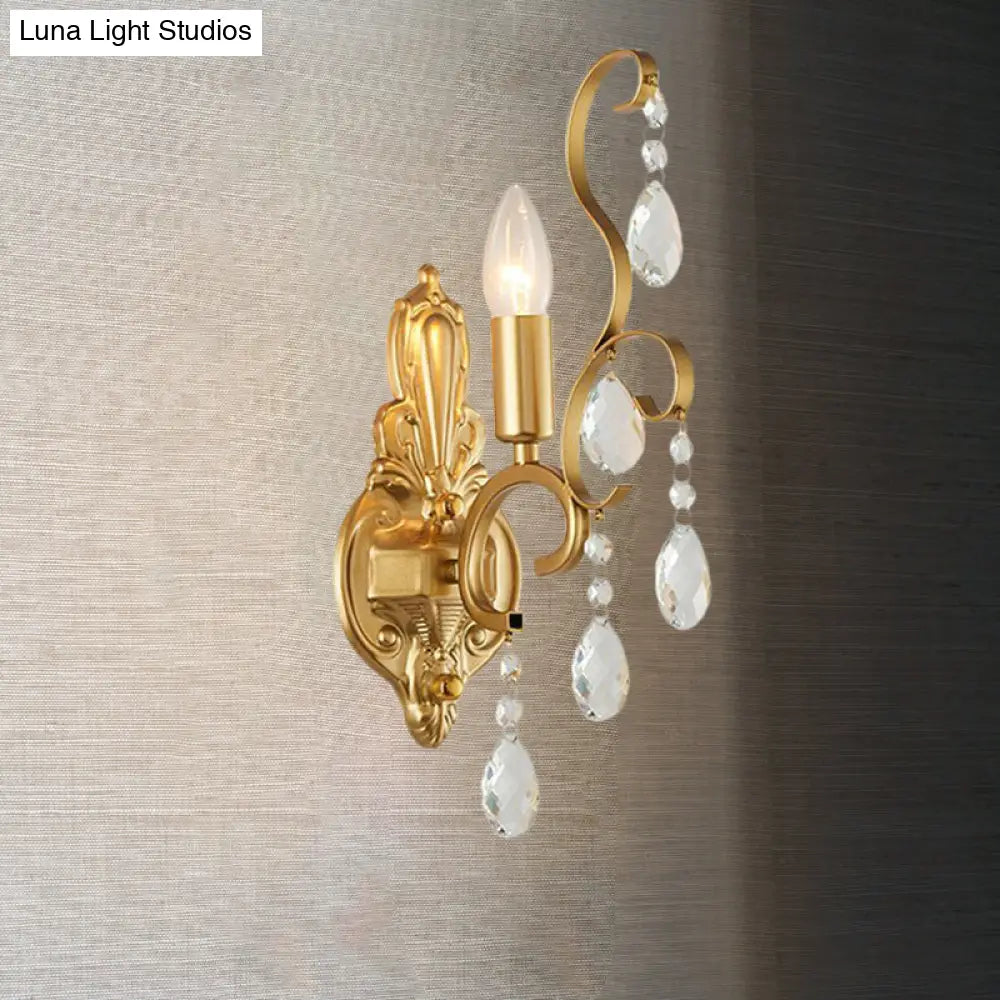 DecorBites™ Traditional Metal Candle Wall Lamp with Crystal Swag Accent - 1/2-Light Living Room Wall Mount Fixture